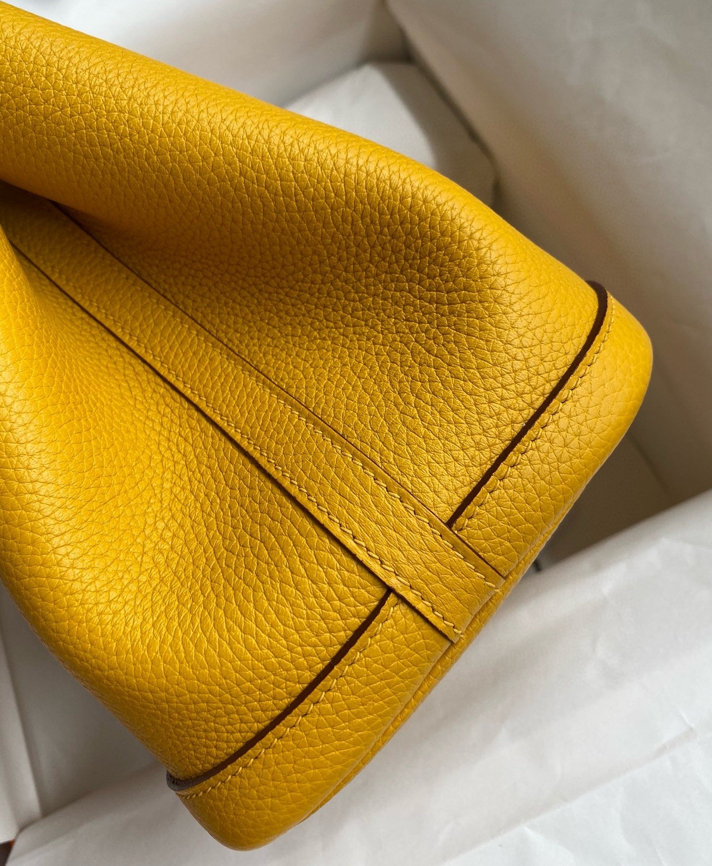 Hermes Garden Party 30 Handmade Bag in Jaune Ambre Clemence Leather