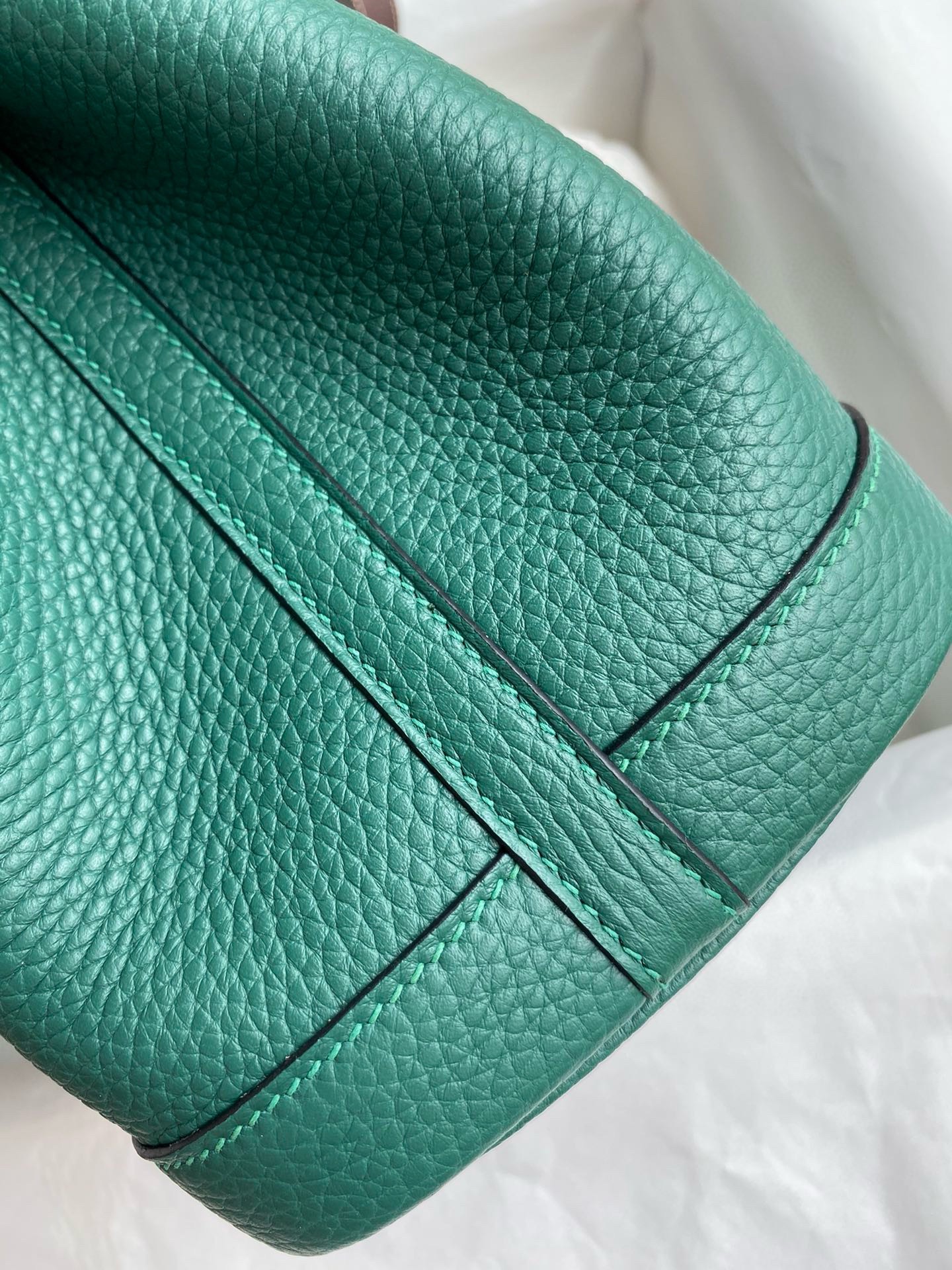 Hermes Garden Party 30 Handmade Bag in Malachite Clemence Leather