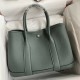 Hermes Garden Party 30 Handmade Bag in Vert Amande Clemence Leather