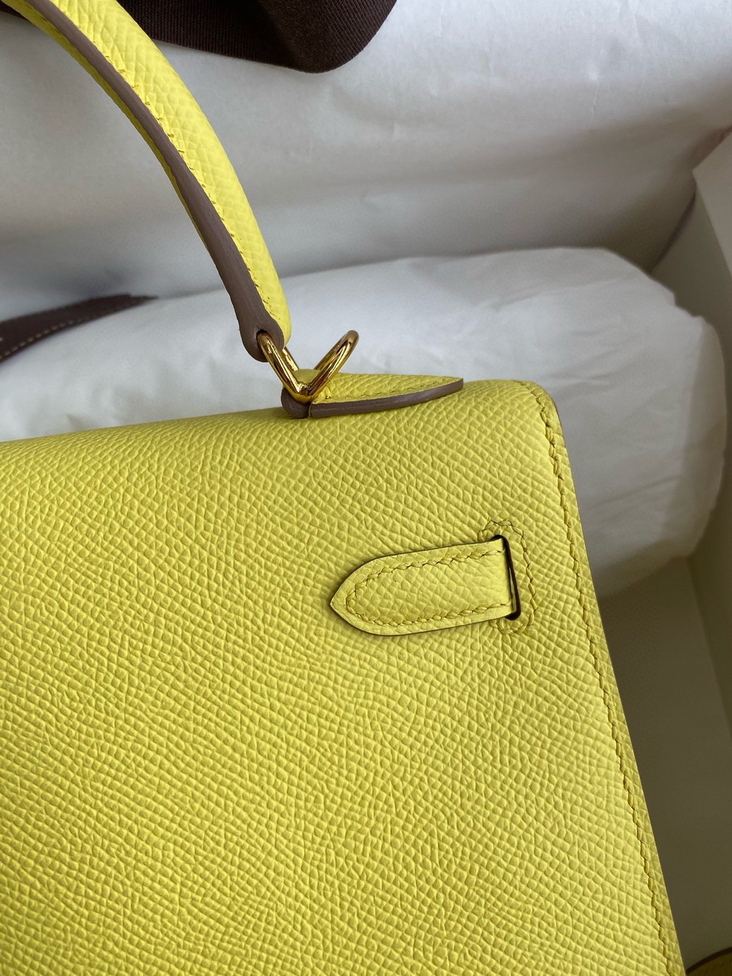 Hermes Kelly Sellier 28 Handmade Bag In Lime Epsom Calfskin