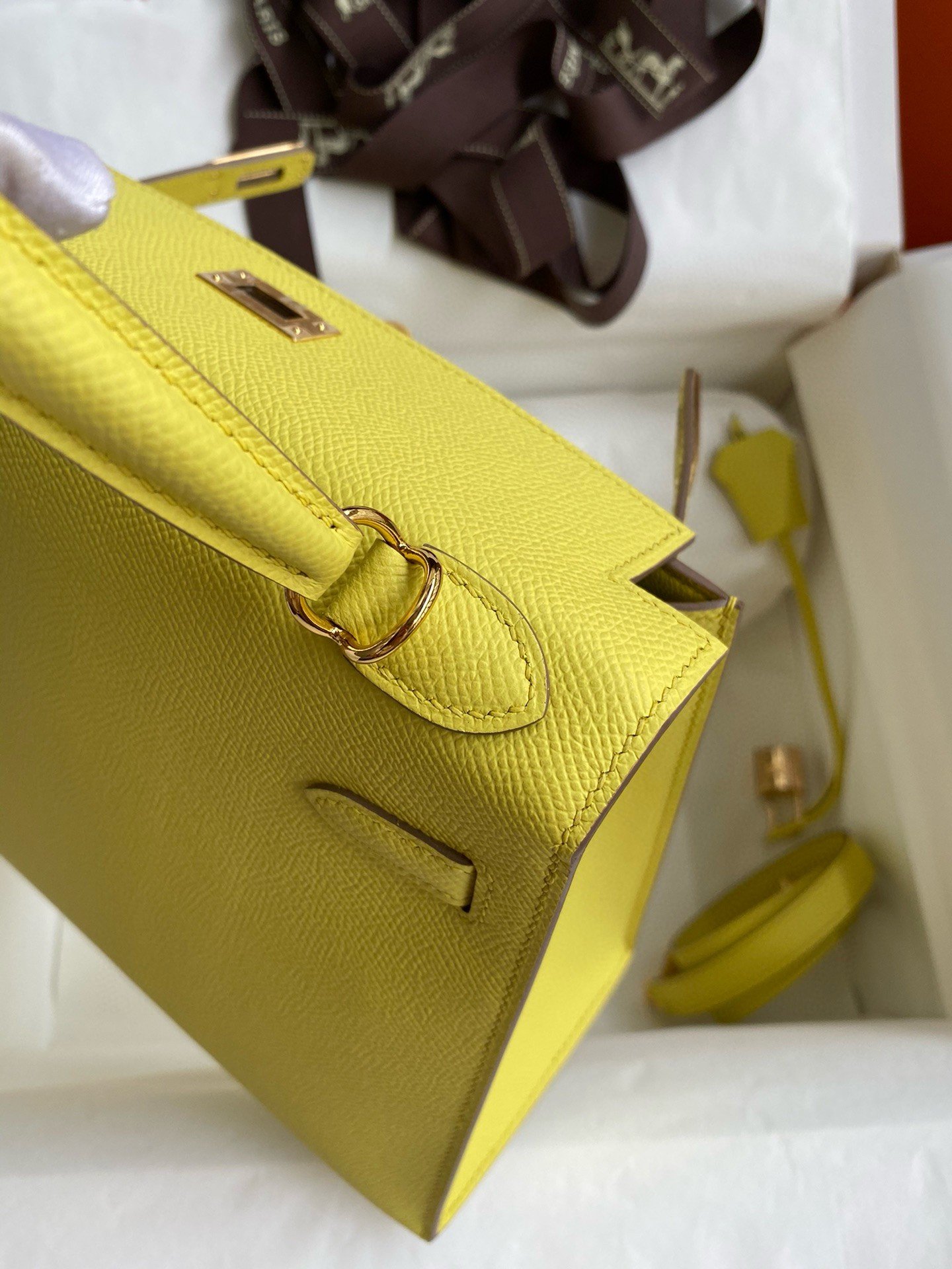 Hermes Kelly Sellier 28 Handmade Bag In Lime Epsom Calfskin