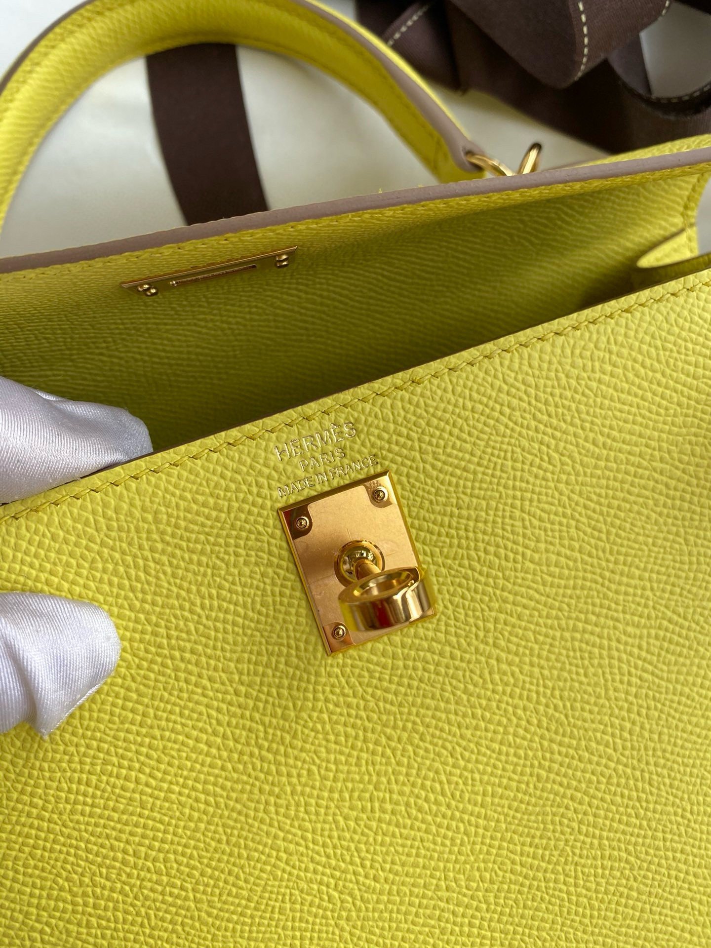 Hermes Kelly Sellier 28 Handmade Bag In Lime Epsom Calfskin