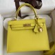 Hermes Kelly Sellier 28 Handmade Bag In Lime Epsom Calfskin