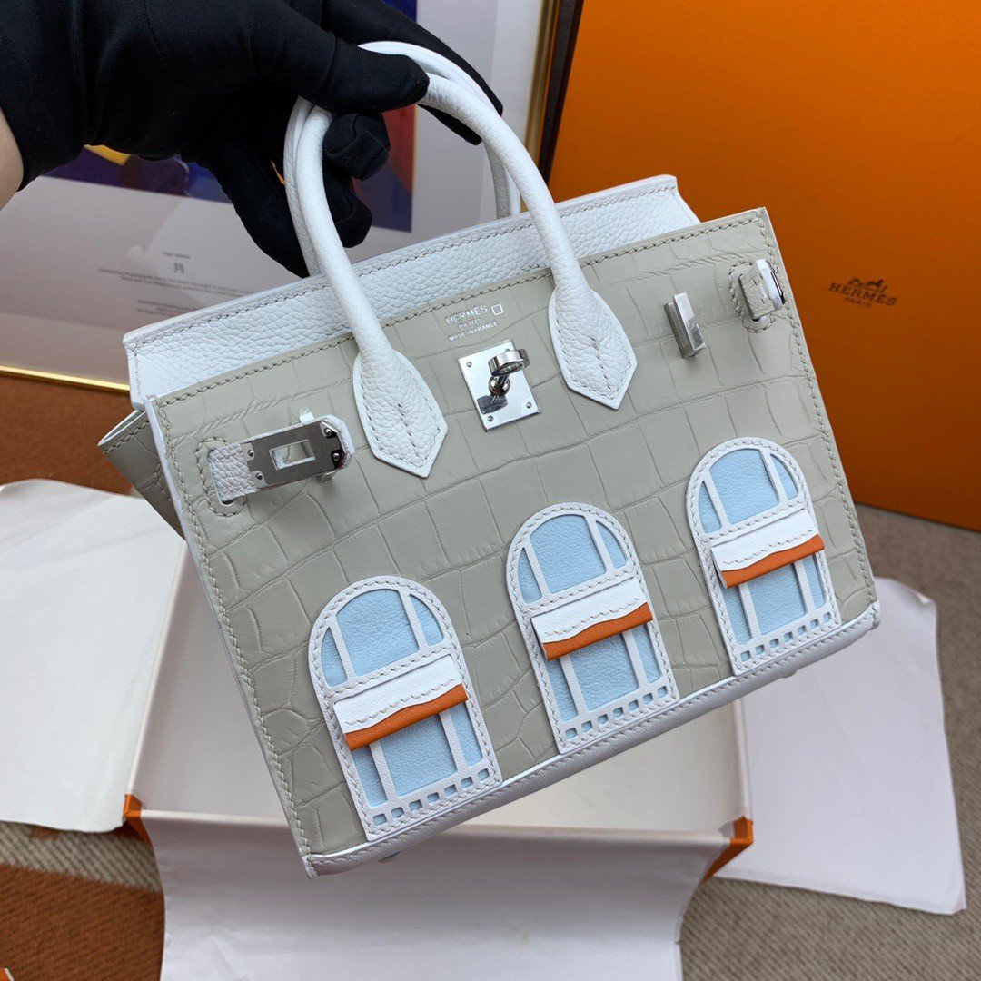 Hermes Snow Sac Faubourg Birkin 20 Sellier Limited Edition Bag