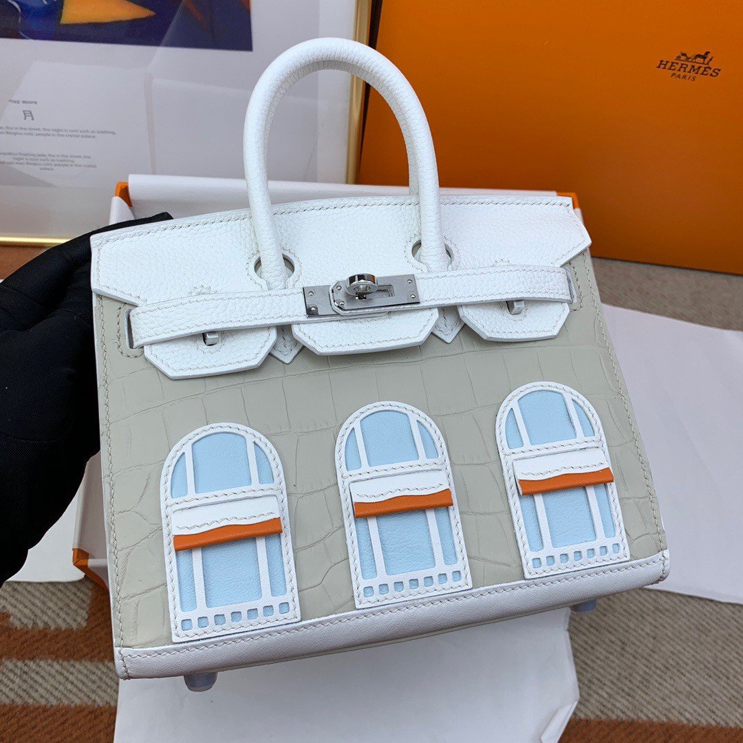 Hermes Snow Sac Faubourg Birkin 20 Sellier Limited Edition Bag