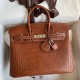 Hermes Birkin 25 Retourne Handmade Bag In Gold Matte Alligator Leather