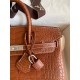 Hermes Birkin 25 Retourne Handmade Bag In Gold Matte Alligator Leather