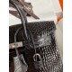 Hermes Birkin 25 Retourne Handmade Bag In Black Shiny Alligator Leather