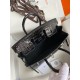 Hermes Birkin 25 Retourne Handmade Bag In Black Shiny Alligator Leather