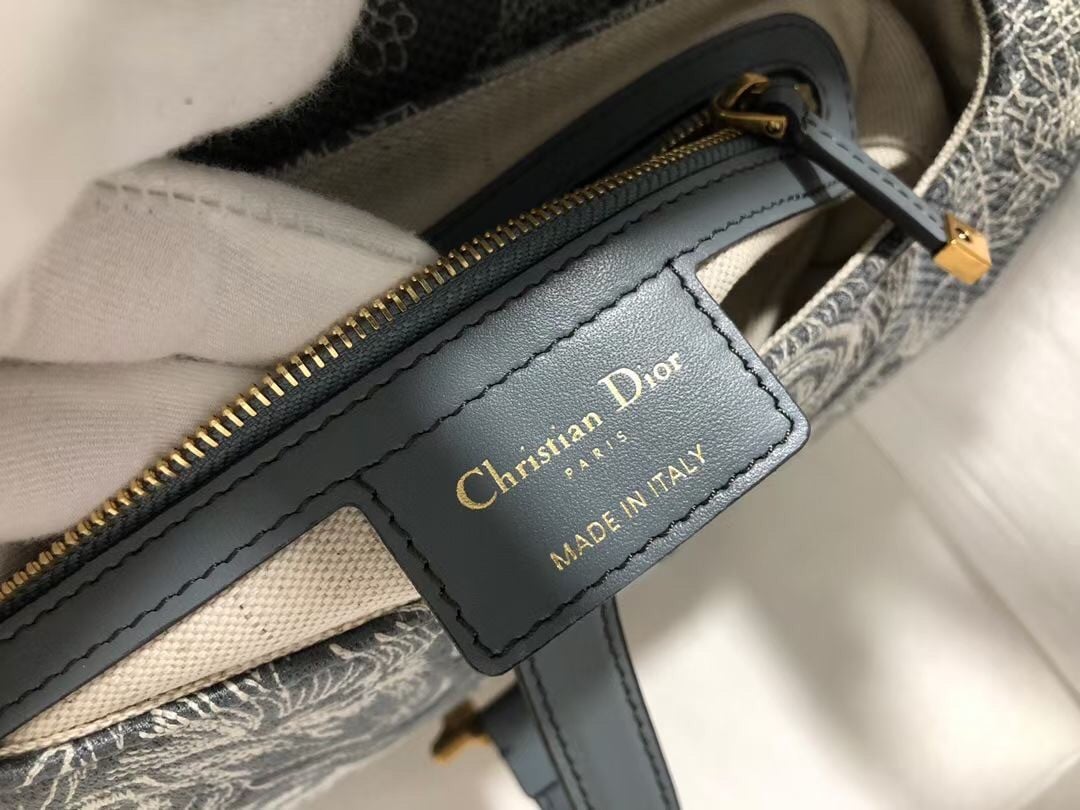 Dior Saddle Bag In Grey Toile de Jouy Reverse Jacquard