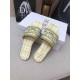 Dior Dway Slides In Lemon Check'n'Dior Embroidered Cotton