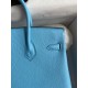 Hermes Birkin 25 Retourne Handmade Bag In Blue Aztec Chevre Mysore Leather