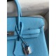 Hermes Birkin 25 Retourne Handmade Bag In Blue Aztec Chevre Mysore Leather