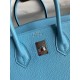 Hermes Birkin 25 Retourne Handmade Bag In Blue Aztec Chevre Mysore Leather