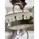 Hermes Birkin 25 Retourne Handmade Bag In Pearl Grey Clemence Leather