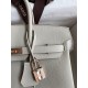 Hermes Birkin 25 Retourne Handmade Bag In Pearl Grey Clemence Leather