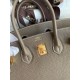 Hermes Birkin 25 Retourne Handmade Bag In Taupe Clemence Leather