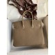 Hermes Birkin 25 Retourne Handmade Bag In Taupe Clemence Leather