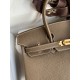 Hermes Birkin 25 Retourne Handmade Bag In Taupe Clemence Leather