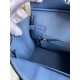 Hermes Birkin 25 Retourne Handmade Bag In Blue Agate Epsom Calfskin