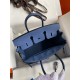 Hermes Birkin 25 Retourne Handmade Bag In Blue Agate Epsom Calfskin