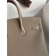 Hermes Birkin 25 Retourne Handmade Bag In Taupe Epsom Calfskin