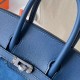 Hermes Birkin 25 Grizzly Bag in Blue Veau Doblis and Swift Leather