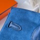 Hermes Birkin 25 Grizzly Bag in Blue Veau Doblis and Swift Leather