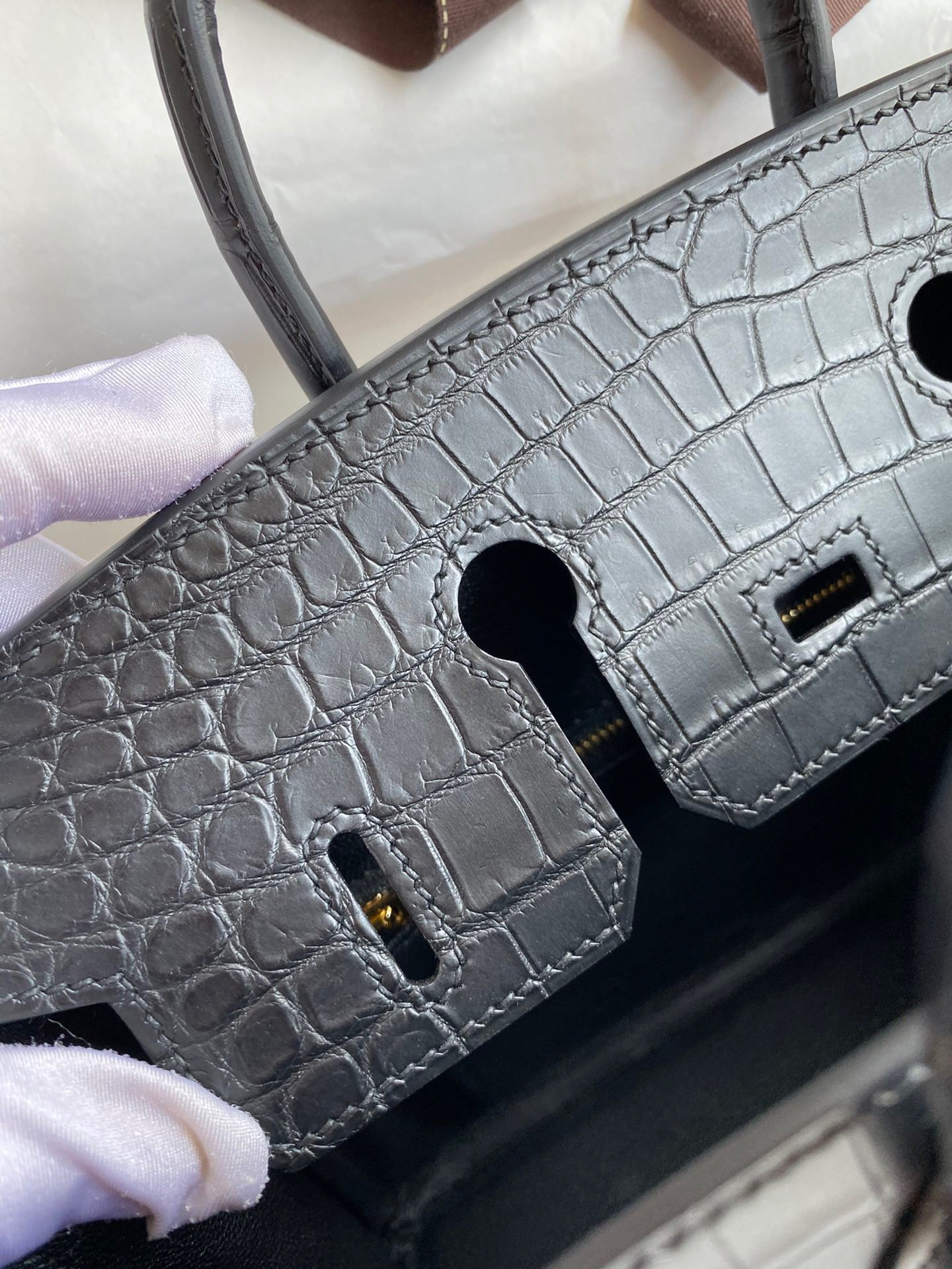 Hermes Birkin 25 Handmade Bag In Black Crocodile Niloticus Matte Skin