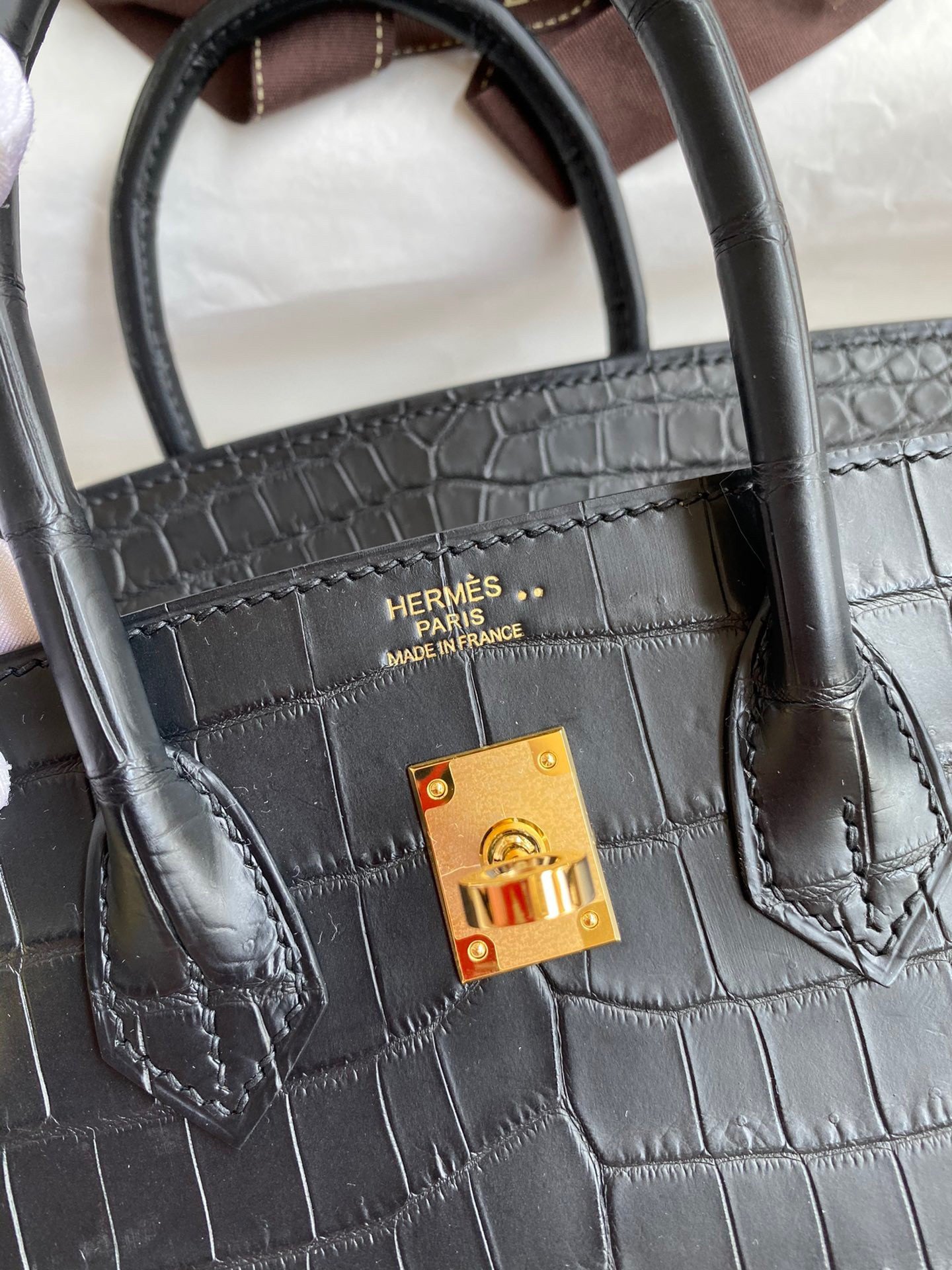 Hermes Birkin 25 Handmade Bag In Black Crocodile Niloticus Matte Skin