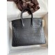 Hermes Birkin 25 Handmade Bag In Black Crocodile Niloticus Matte Skin