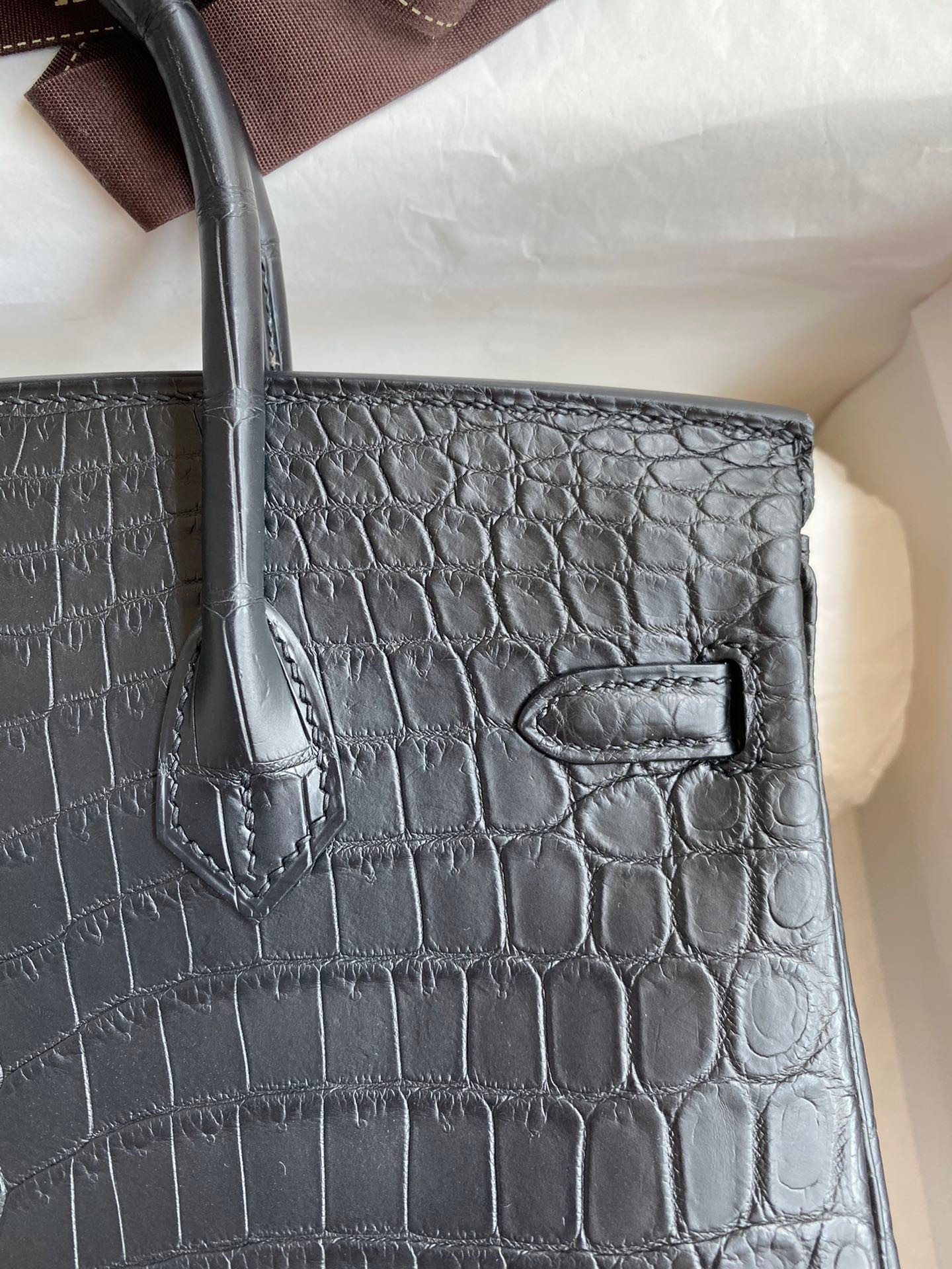 Hermes Birkin 25 Handmade Bag In Black Crocodile Niloticus Matte Skin