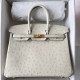 Hermes Birkin 25 Retourne Handmade Bag In Beton Ostrich Leather