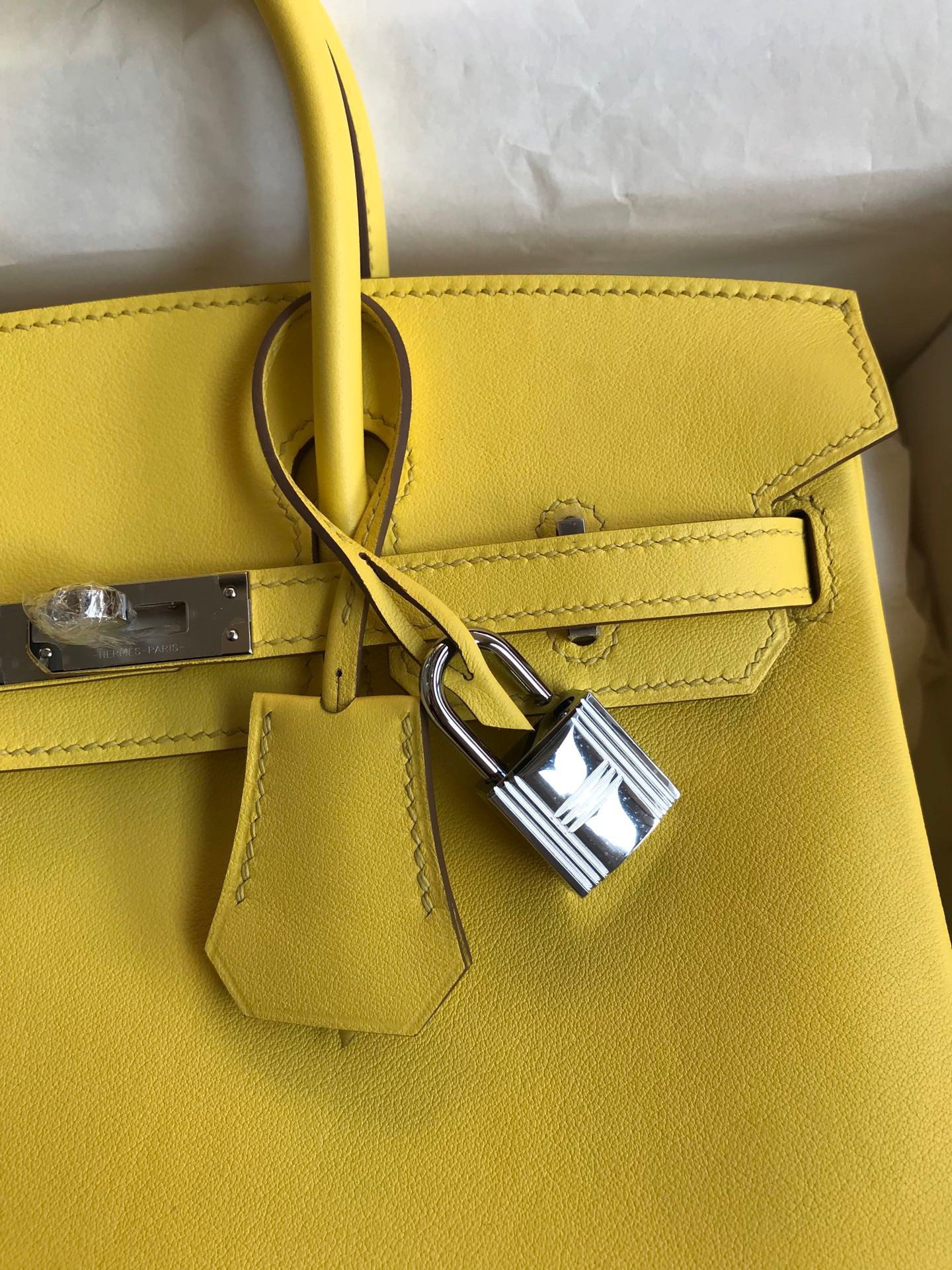 Hermes Birkin 25 Retourne Handmade Bag In Lime Swift Calfskin