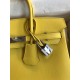 Hermes Birkin 25 Retourne Handmade Bag In Lime Swift Calfskin