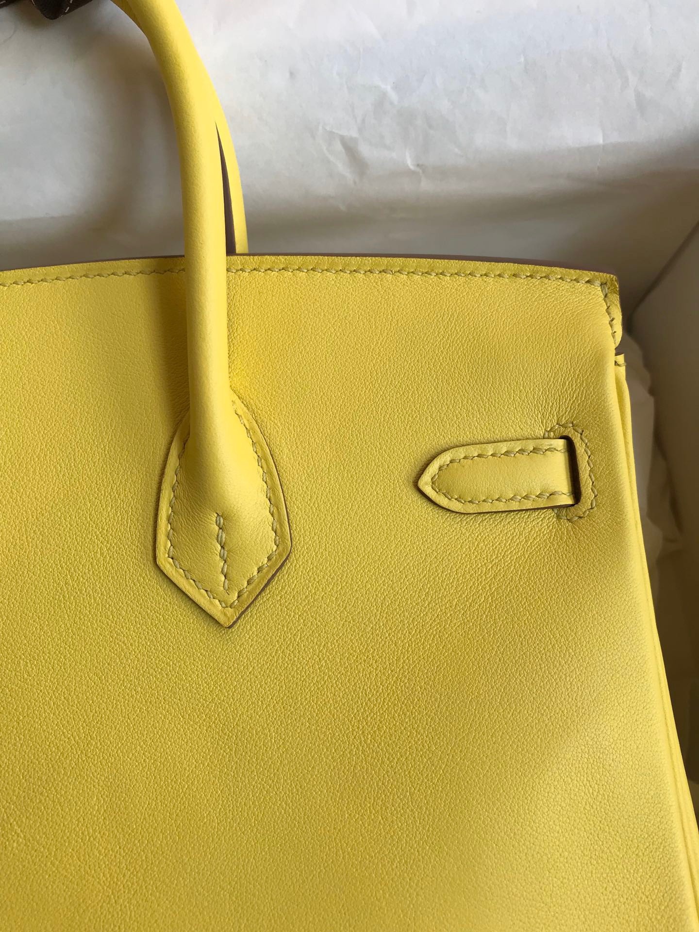 Hermes Birkin 25 Retourne Handmade Bag In Lime Swift Calfskin