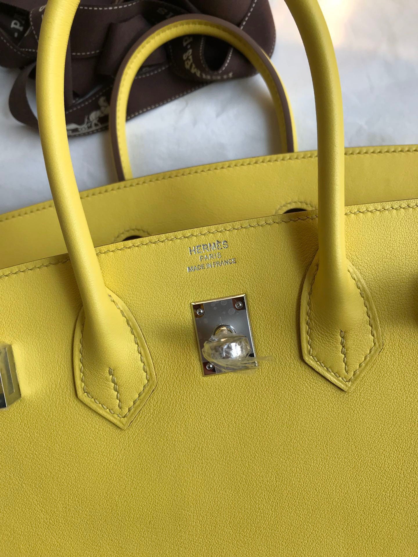 Hermes Birkin 25 Retourne Handmade Bag In Lime Swift Calfskin