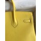 Hermes Birkin 25 Retourne Handmade Bag In Lime Swift Calfskin