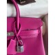 Hermes Birkin 25 Retourne Handmade Bag In Rose Purple Swift Calfskin