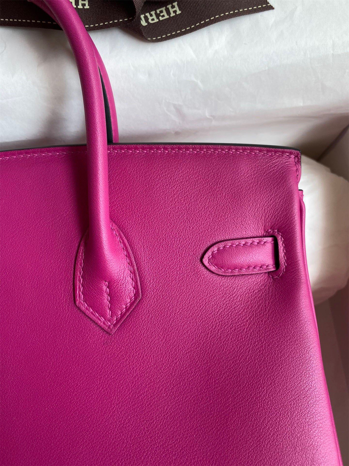 Hermes Birkin 25 Retourne Handmade Bag In Rose Purple Swift Calfskin