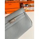 Hermes Kelly Depeches 25 Pouch in Blue Lin Epsom Calfskin