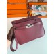 Hermes Kelly Depeches 25 Pouch in Bordeaux Epsom Calfskin