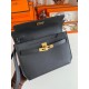 Hermes Kelly Depeches 25 Pouch in Black Epsom Calfskin