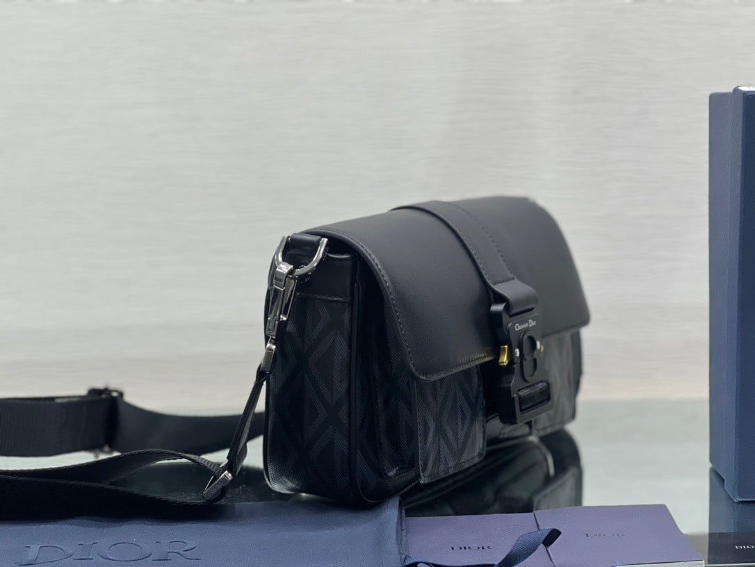 Dior Hit the Road Messenger Bag In Black CD Diamond Canvas