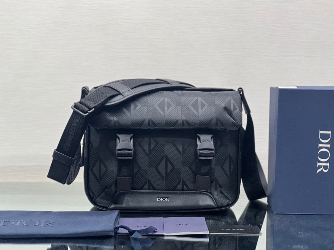 Dior Explorer Messenger Bag In Black CD Diamond Mirage Ski Capsule Nylon