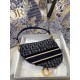 Dior Saddle Bag In Blue Velvet Oblique Embroidered