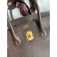 Hermes Birkin 25 Retourne Handmade Bag In Chocolat Chevre Mysore Leather