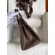 Hermes Birkin 25 Retourne Handmade Bag In Chocolat Chevre Mysore Leather