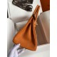 Hermes Birkin 25 Retourne Handmade Bag In Orange Clemence Leather