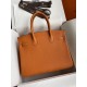 Hermes Birkin 25 Retourne Handmade Bag In Orange Clemence Leather